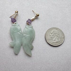 Gorgeous Jade fish 14k post earrings